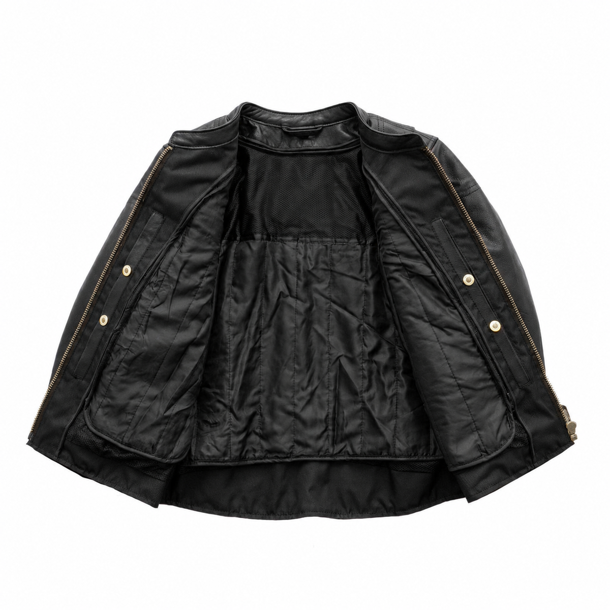 Competition Ladies leather motorcycle jacket interior with insulated liner and storage pockets