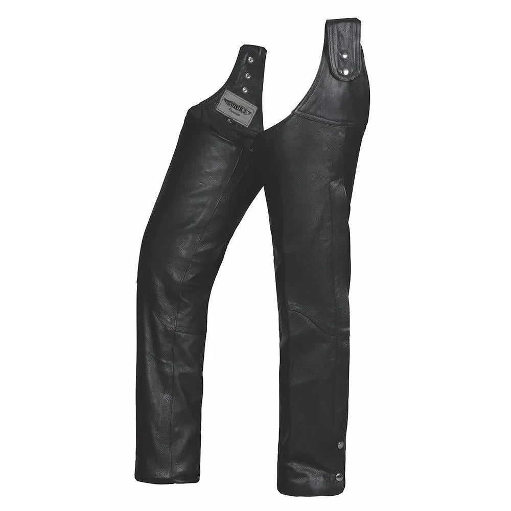 Unik beltless leather motorcycle chaps 6517