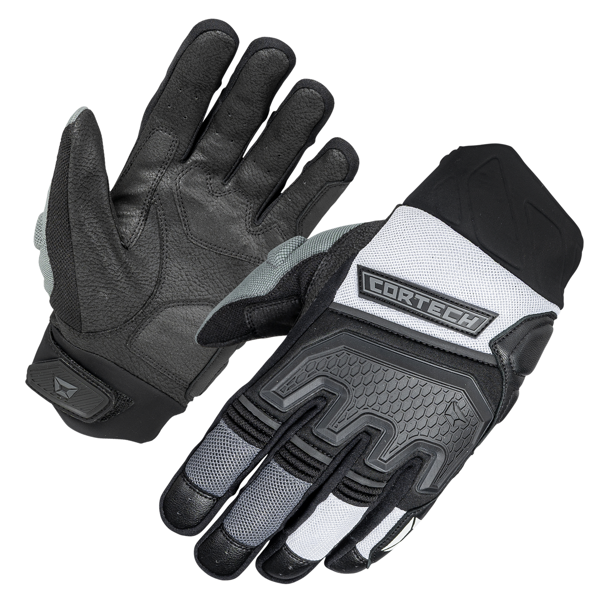 Cortech Men's Aero-Flo 2.0 glove in Black/White, back of hand view