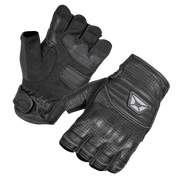 Cortech Flip Off Armored Fingerless Gloves Black pair showing palm and knuckle protection