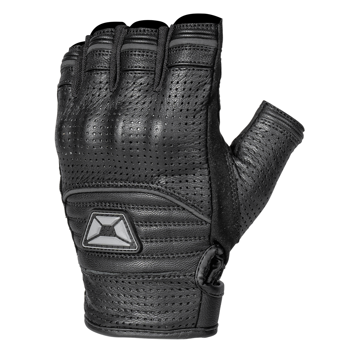 Cortech Flip Off Armored Fingerless Gloves Black back of hand and adjustable wrist