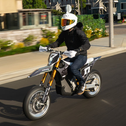 Cortech Meta Hoodie in Black, on-bike riding view