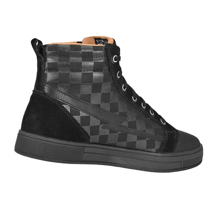 Cortech Men's Slayer Canvas Checkered Riding Shoes in Ghost Black Check - inner side view