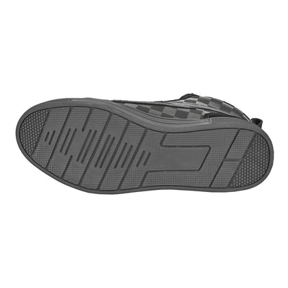 Cortech Men's Slayer Canvas Checkered Riding Shoes in Ghost Black Check - rubber sole tread