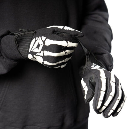 Cortech Standard Issue Bones Gloves in Black/White - worn fit and wrist closure