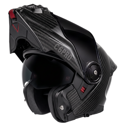 Daytona C6 Pro Carbon Fiber Modular Helmet with chin bar raised