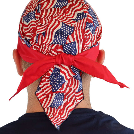 Classic Skull Cap US Flags Red Band