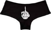 Middle Finger Boy Shorts: Description
These comfortable boy Panties in the color black features a two skeleton hands flipping