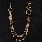 Alloy Spiked Ring Double Wallet Chain