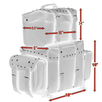Studded Four Piece Motorcycle Touring Bag DS350S