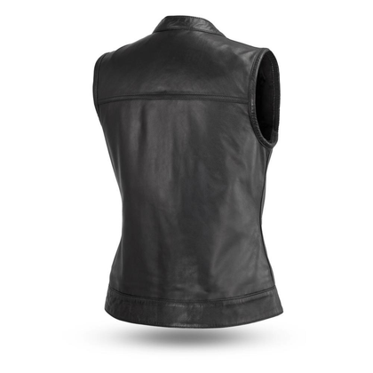 Eagle Leather Ladies Cowhide Club Vest patch-ready back view