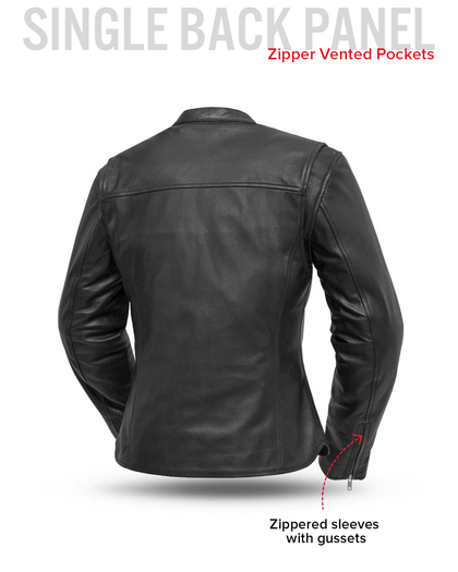 Eagle Ladies Roxy jacket back feature guide showing back panel and sleeve gussets