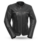 Eagle Ladies Roxy black leather motorcycle jacket front view