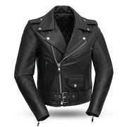 Eagle Leather Bikerlicious women's black leather motorcycle jacket front view