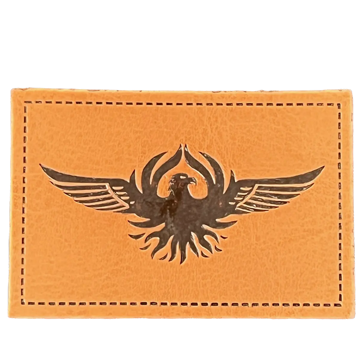 Eagle Leather Emblem Patch - Brown Leather