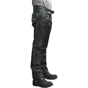 Eagle Leather Brandon Chaps Tall made from 1.1–1.2 mm cowhide with YKK side zippers, four-snap bottom closure, buckle waist, and removable insulated lining.