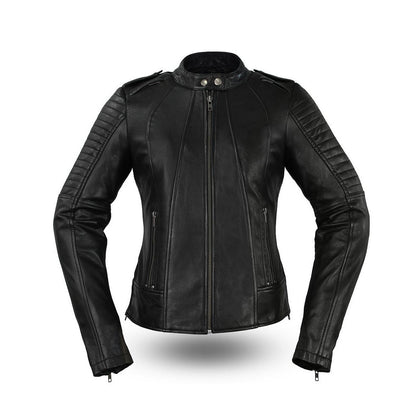 Eagle Leather Ladies Biker sheepskin leather jacket front view