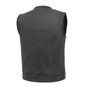 No Rival leather club vest single-panel back view