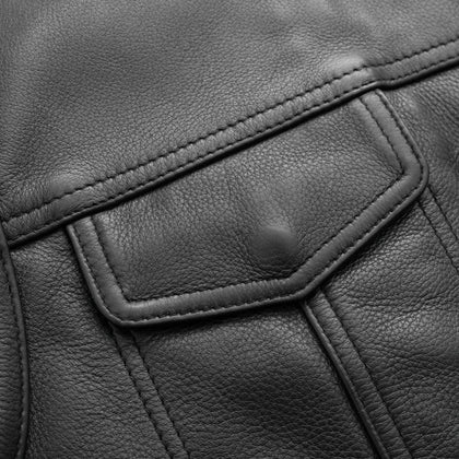 No Rival naked cowhide leather and snap-down chest pocket detail