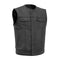 No Rival black leather motorcycle club vest front view