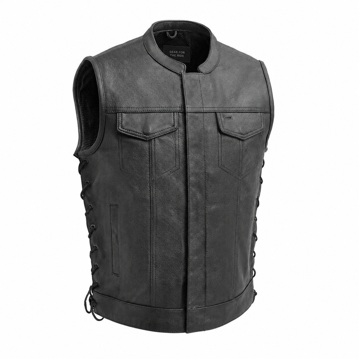 Eagle Leather Sniper concealed carry leather club vest front view