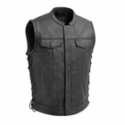 Eagle Leather Sniper concealed carry leather club vest front view