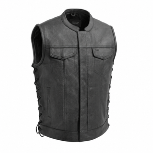 Eagle Leather Sniper concealed carry leather club vest front view