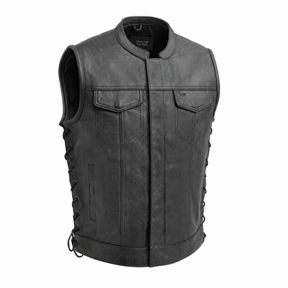 Eagle Leather Sniper concealed carry leather club vest front view
