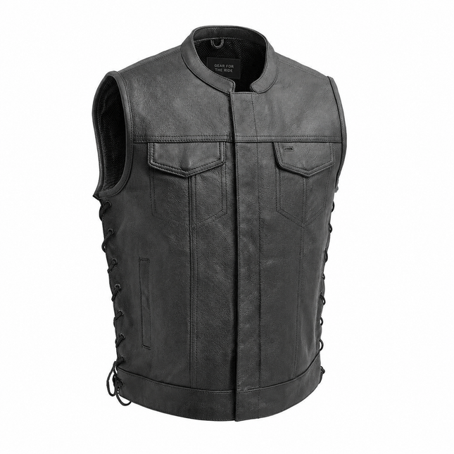 Eagle Leather Sniper concealed carry leather club vest front view