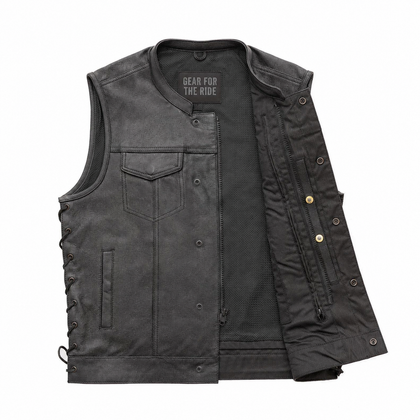 Eagle Leather Sniper vest open interior with Gear For The Ride branding