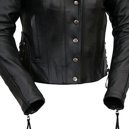 Ladies Updated M.C. jacket pockets and side-lace adjustment detail