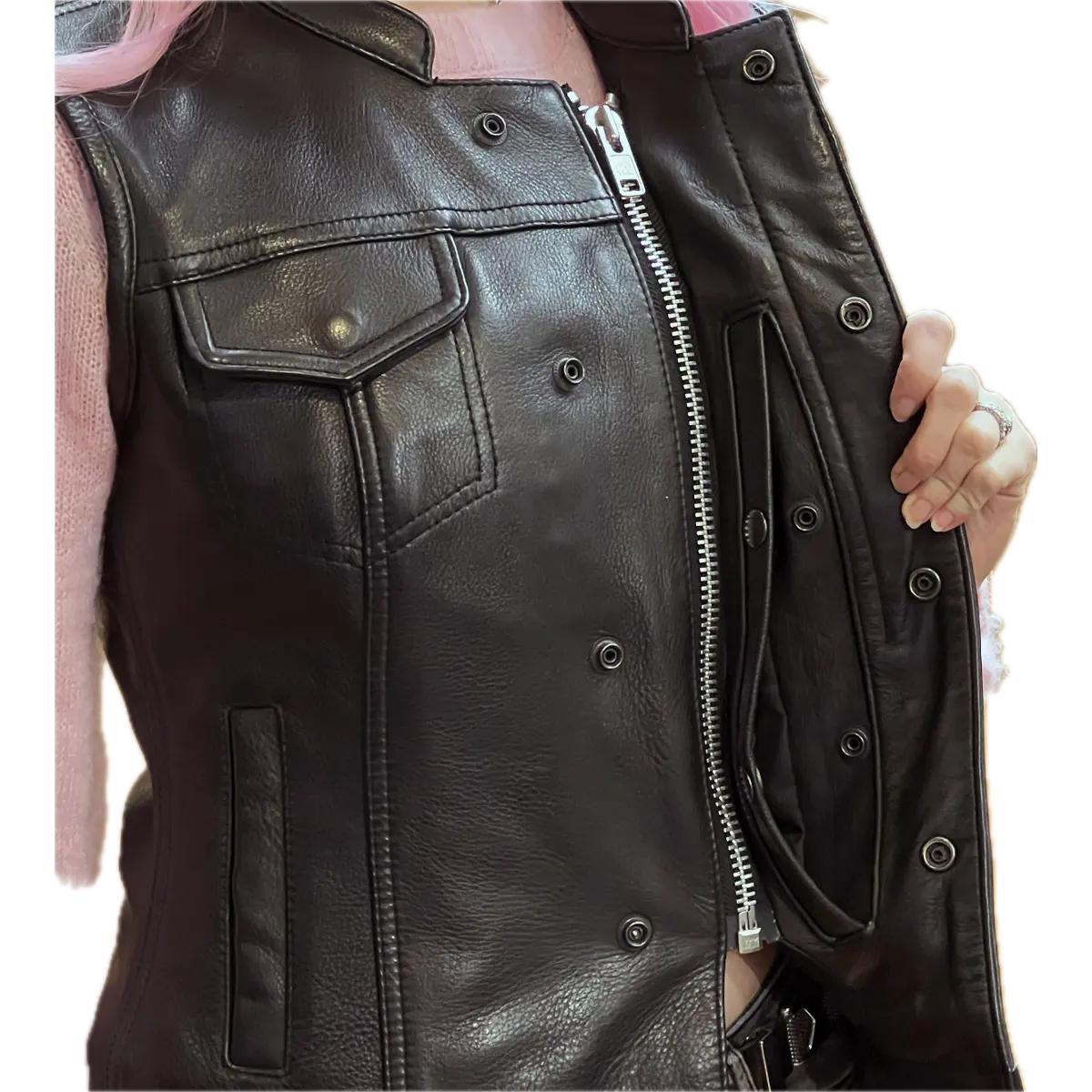 Ladies Dot Leather Club Vest