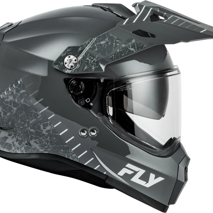 FLY Trekker Granite Helmet Grey/Grey internal sun visor lowered