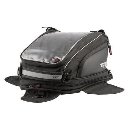 FLY MEDIUM TANK BAG: Features:

Waterproofing: includes rain cover
11 liter capacity with expanded capacity 20 liters
Touch s