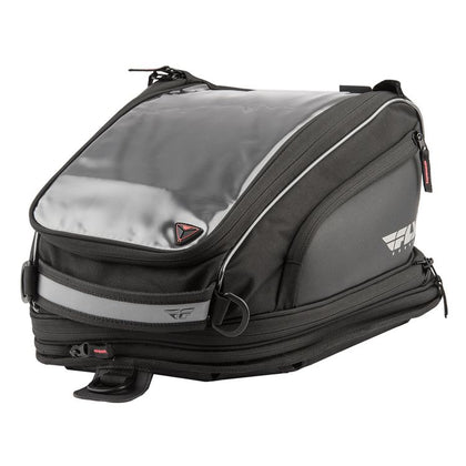 FLY MEDIUM TANK BAG: Features:

Waterproofing: includes rain cover
11 liter capacity with expanded capacity 20 liters
Touch s