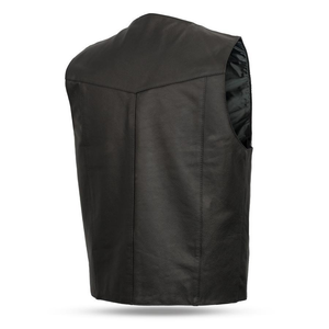 Eagle 4-Snap Plain Tall leather vest back view
