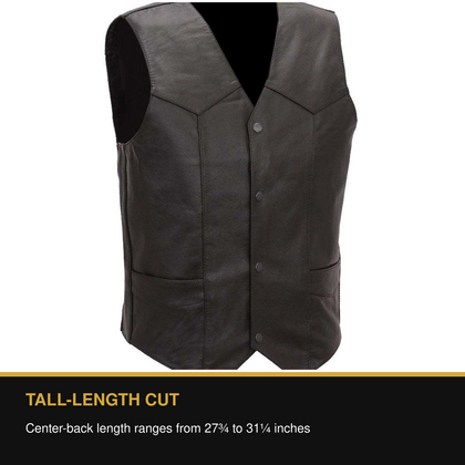 Eagle 4-Snap Plain Tall leather vest tall-length cut benefit
