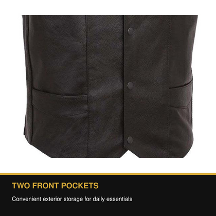 Eagle 4-Snap Plain Tall leather vest two front pockets benefit