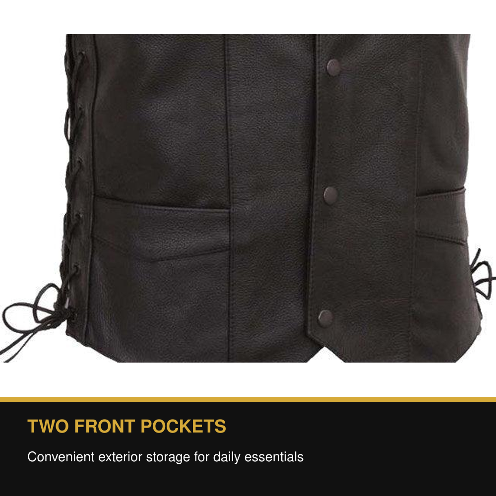Eagle 4-Snap Side-Laced Tall leather vest two front pockets benefit