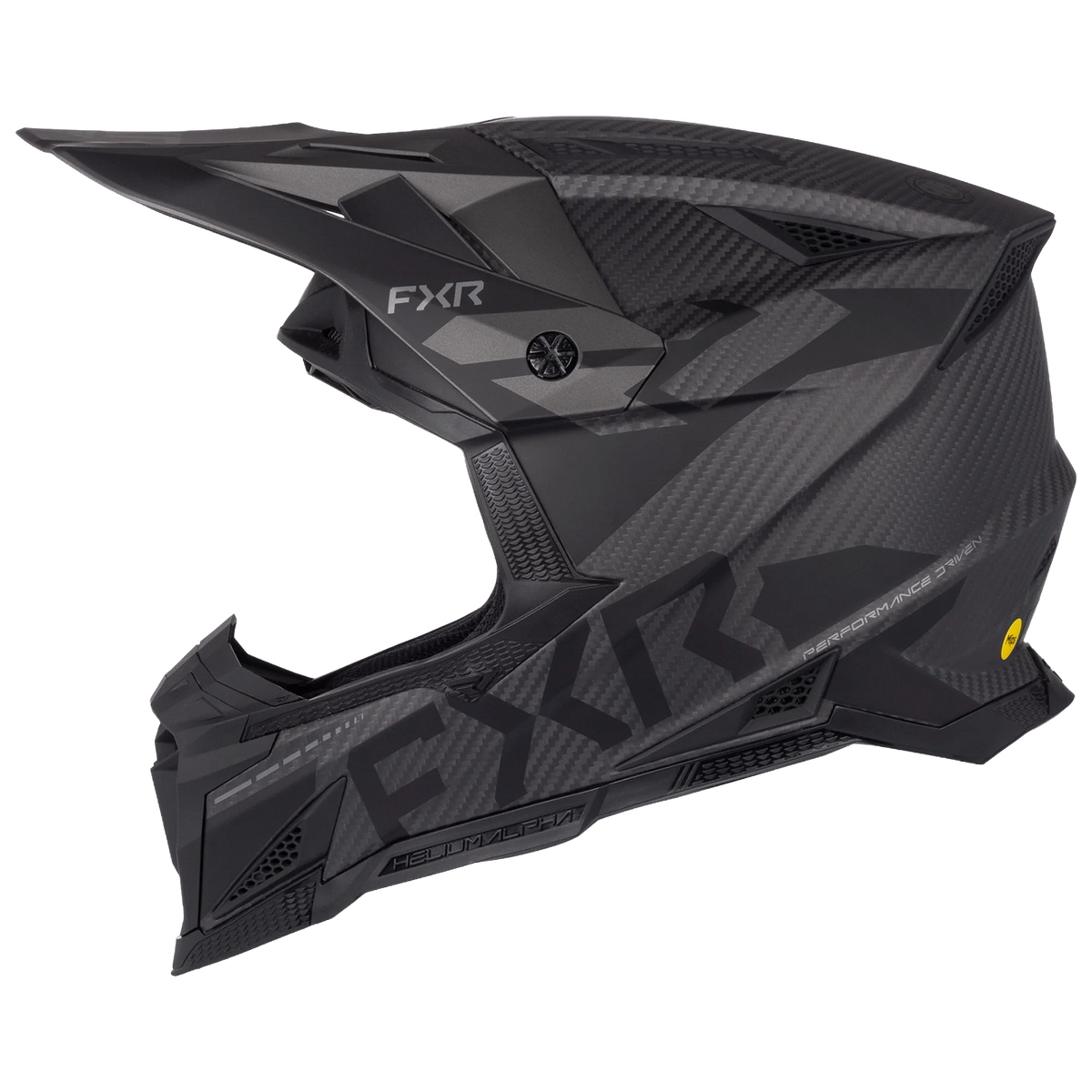 FXR Helium Alpha Carbon MX MIPS Helmet, Ops black, left side
