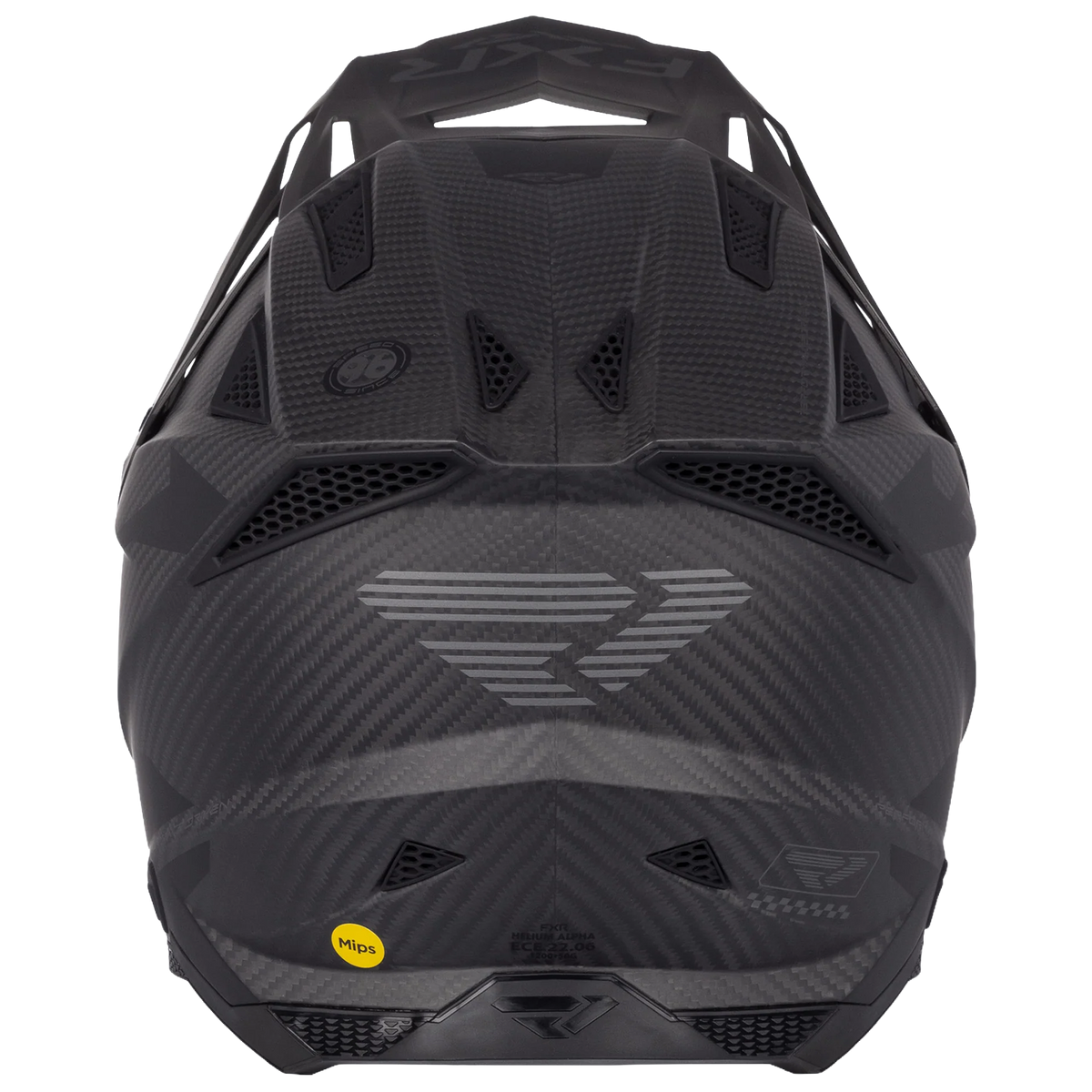 FXR Helium Alpha Carbon MX MIPS Helmet, Ops black, rear view