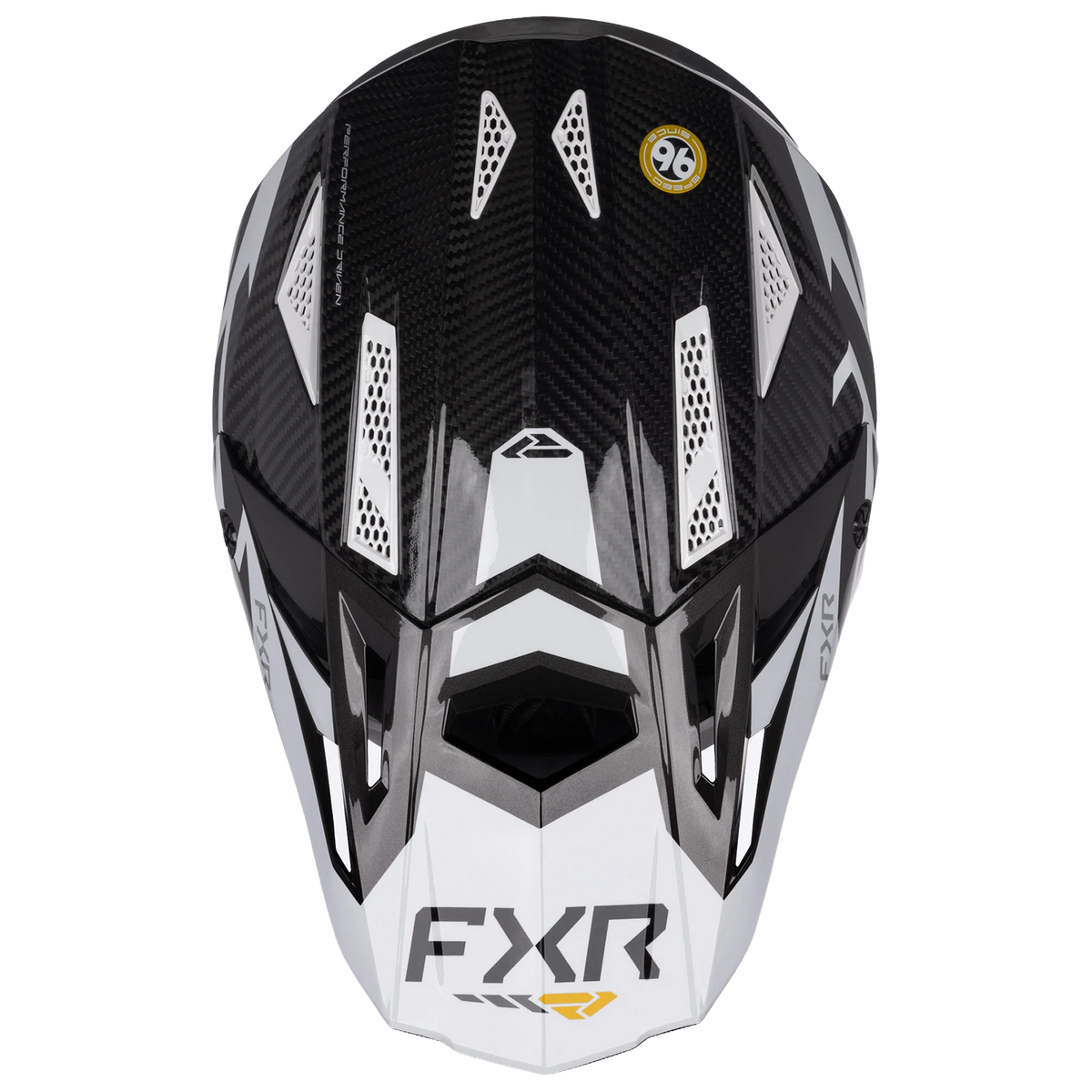 FXR Helium Alpha Carbon MX MIPS Helmet, Tux black and white, top ventilation