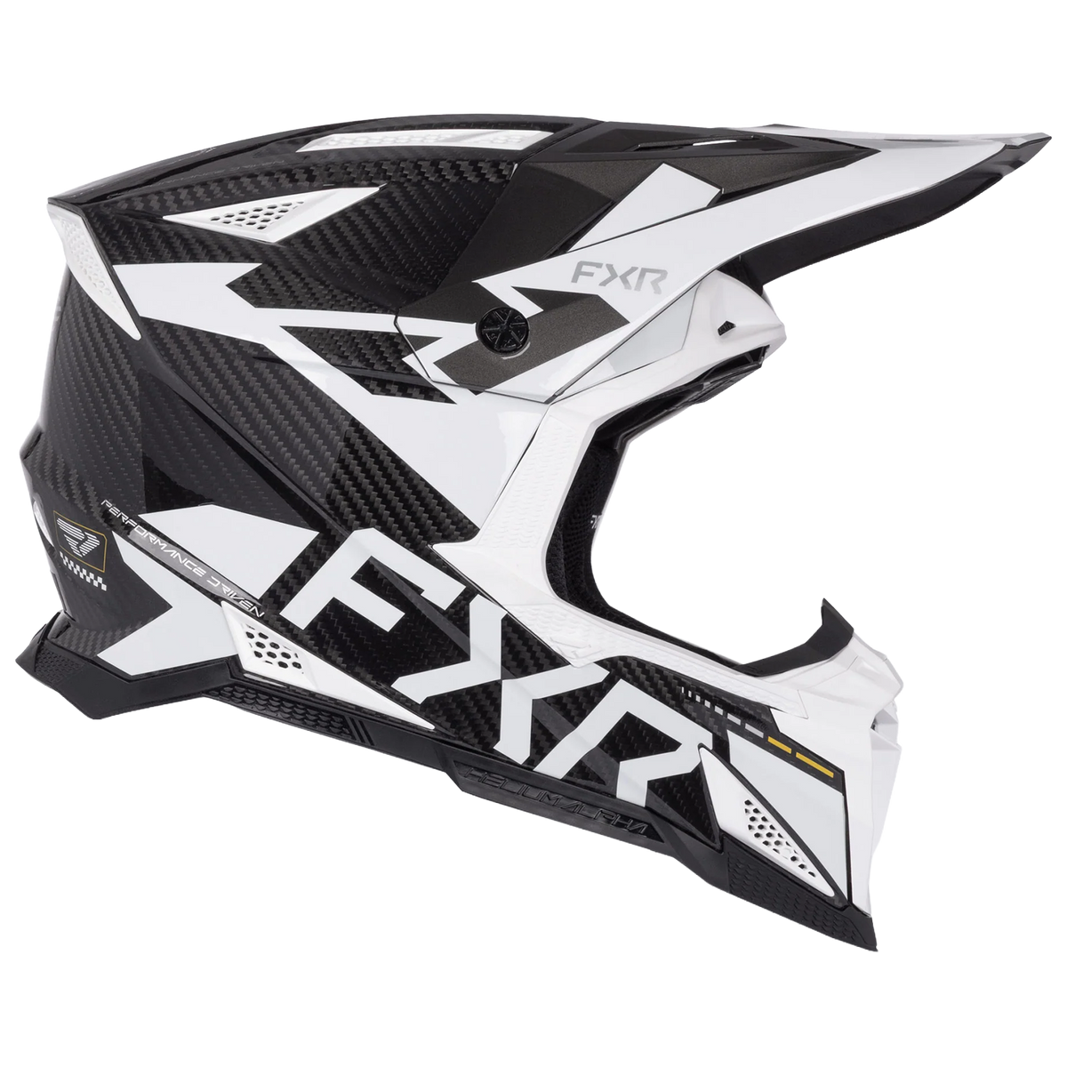 FXR Helium Alpha Carbon MX MIPS Helmet, Tux black and white, right side