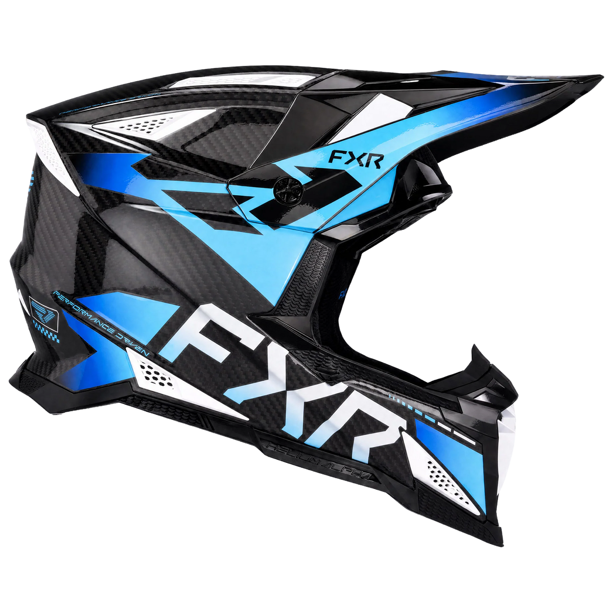 FXR Helium Alpha Carbon MX MIPS Helmet, Aurora blue, right side