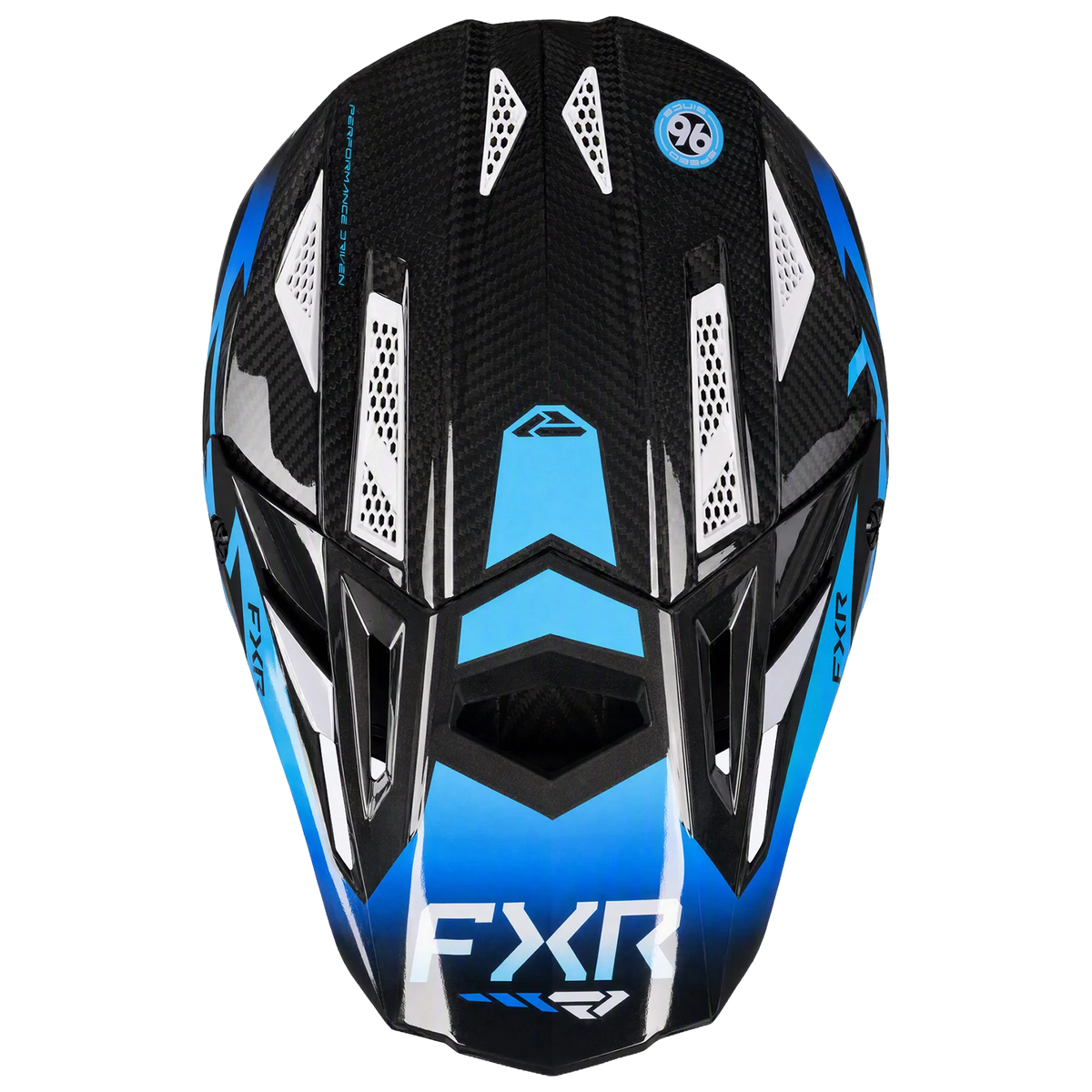 FXR Helium Alpha Carbon MX MIPS Helmet, Aurora blue, top ventilation