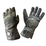 Eagle Leather Men's Game Touring Glove in black, back-of-hand and palm views with gauntlet cuffs