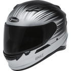 GMAX full-face motorcycle helmet in black and silver gradient graphic design.