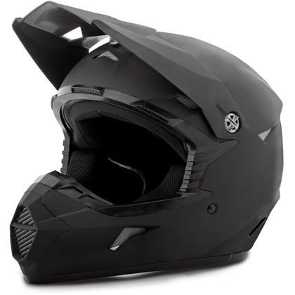 GMAX MX-46 off-road helmet in matte black, front three-quarter view