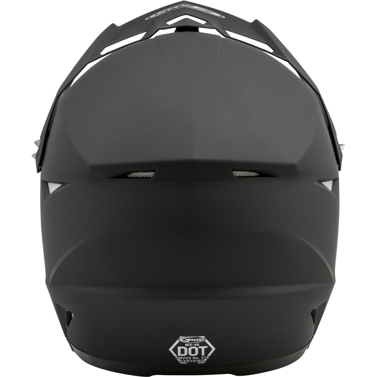 GMAX MX-46 off-road helmet in matte black, rear view