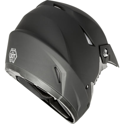 GMAX MX-46 off-road helmet in matte black, rear three-quarter view